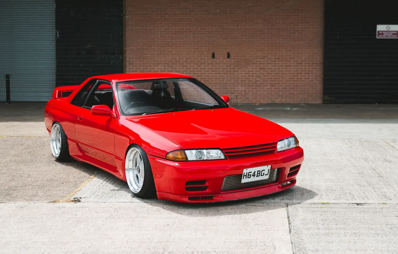 Photo wallpaper nissan, turbo, red, wheels, skyline, japan, jdm, tuning