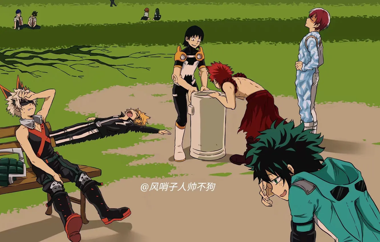 Photo wallpaper heat, anime, art, guy, training, Boku no Hero Academy, My hero Academy