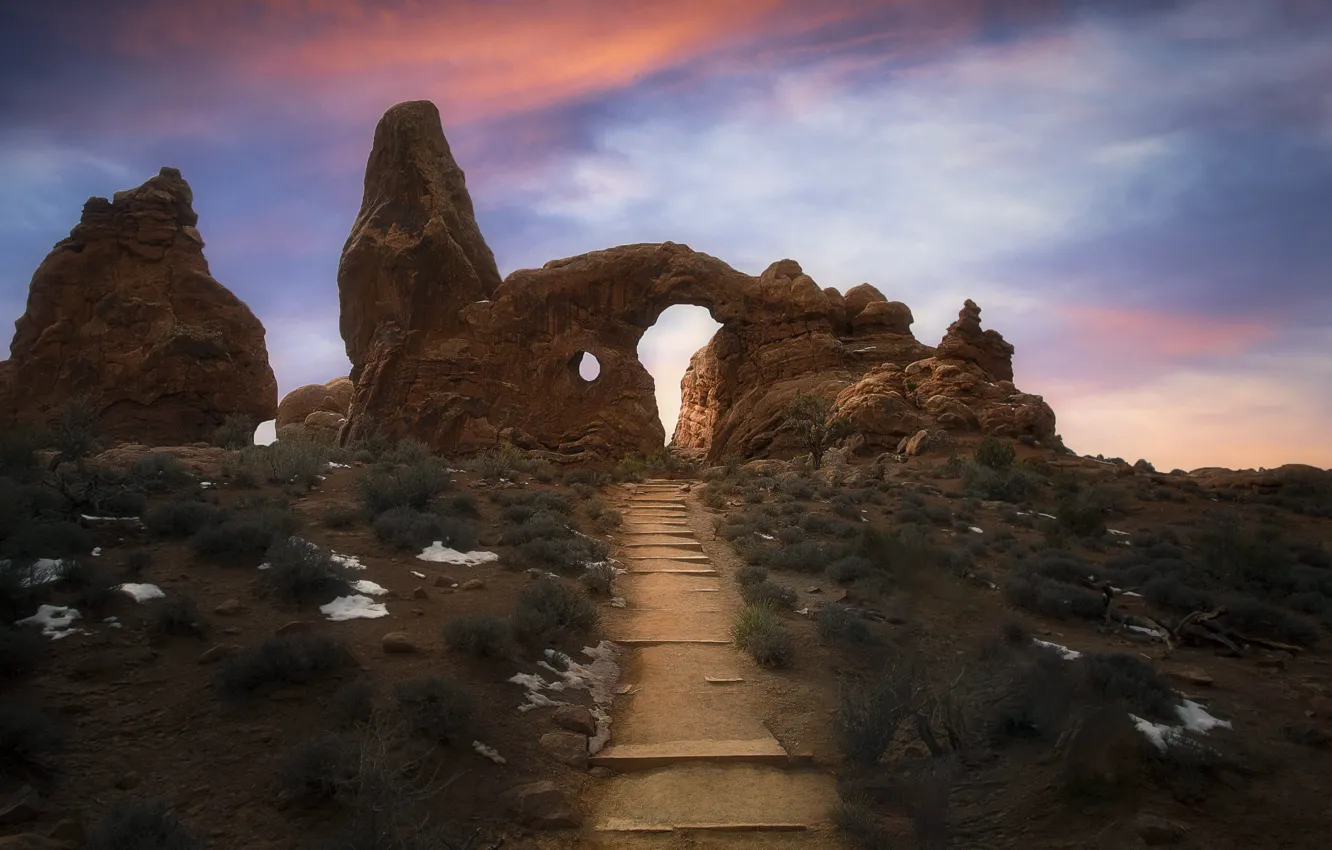 Photo wallpaper dusk, Utah, Arches National Park