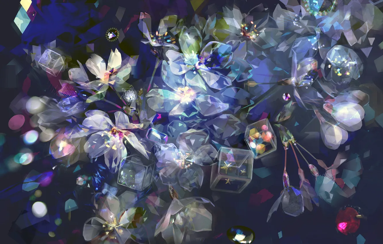 Photo wallpaper flowers, stones, Cuba, sparks