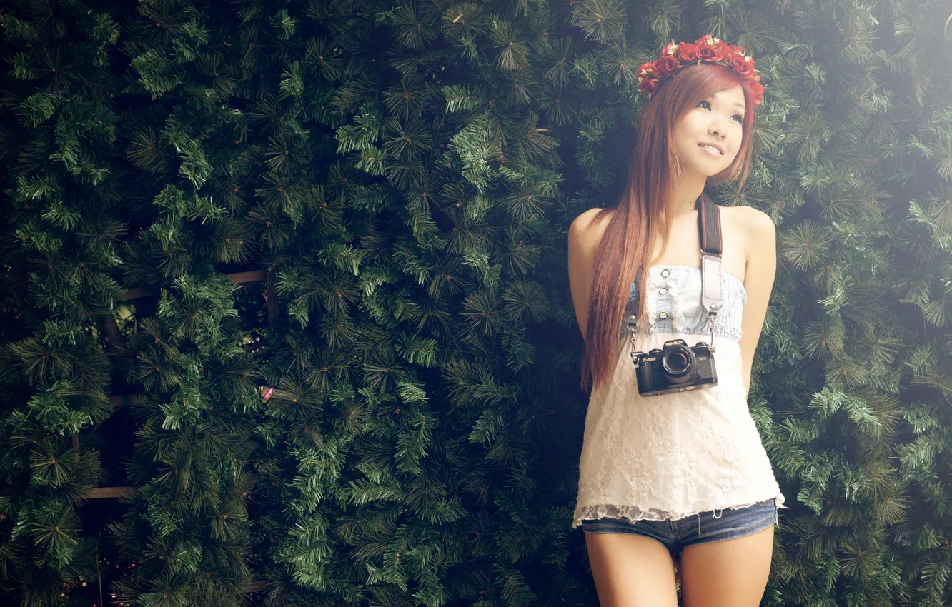 Photo wallpaper girl, light, Asian