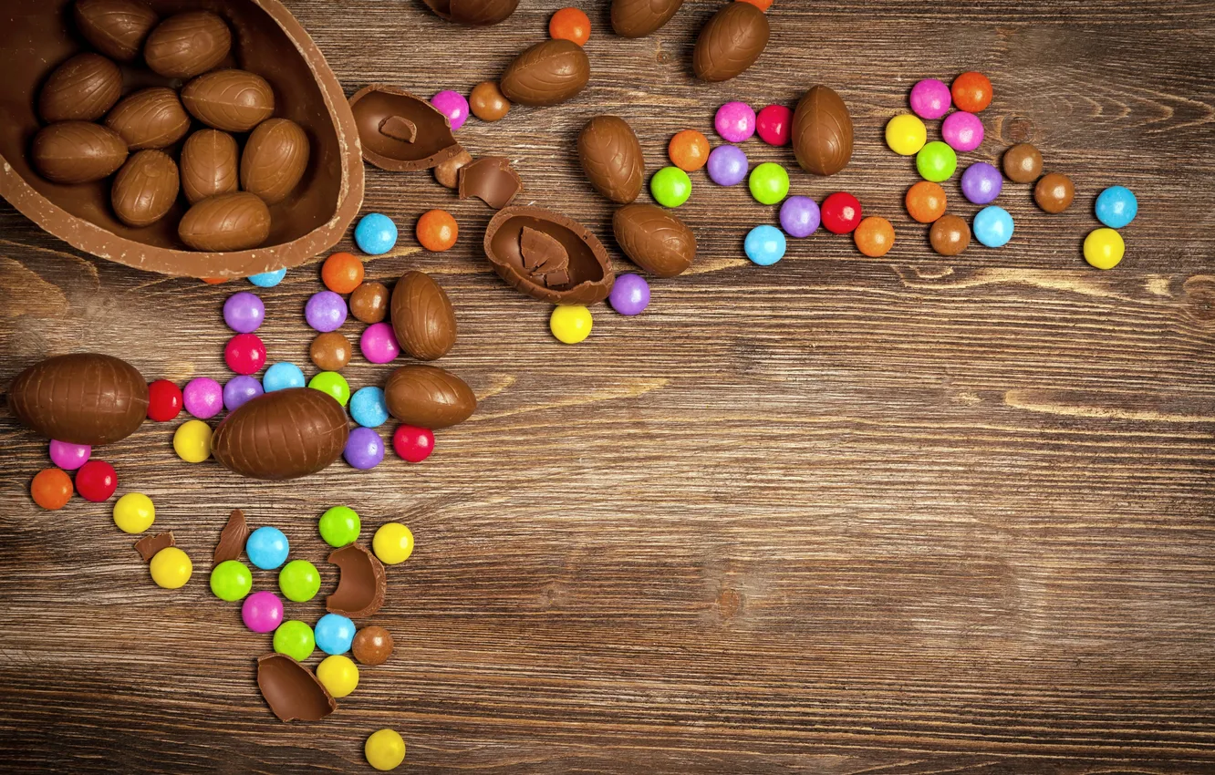 Photo wallpaper chocolate, eggs, Easter, chocolate, Easter, eggs, decoration, Happy