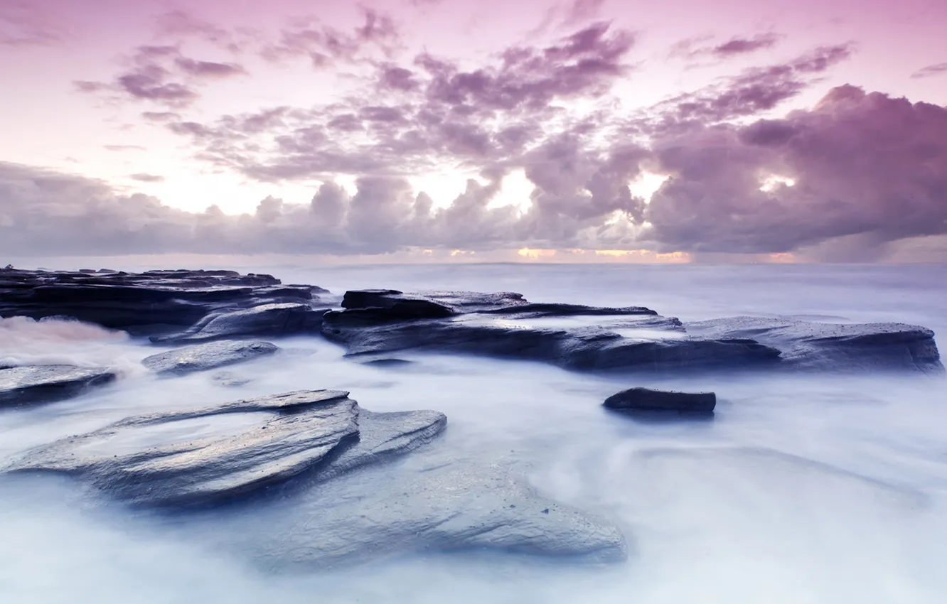 Photo wallpaper sea, the sky, water, clouds, nature, stones, photo, the ocean