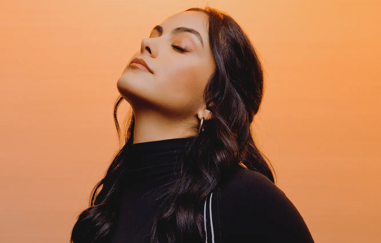 Photo wallpaper girl, face, background, hair, actress, brunette, Camila Mendes
