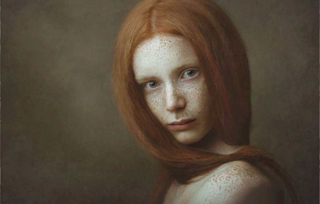 Photo wallpaper look, girl, portrait, red