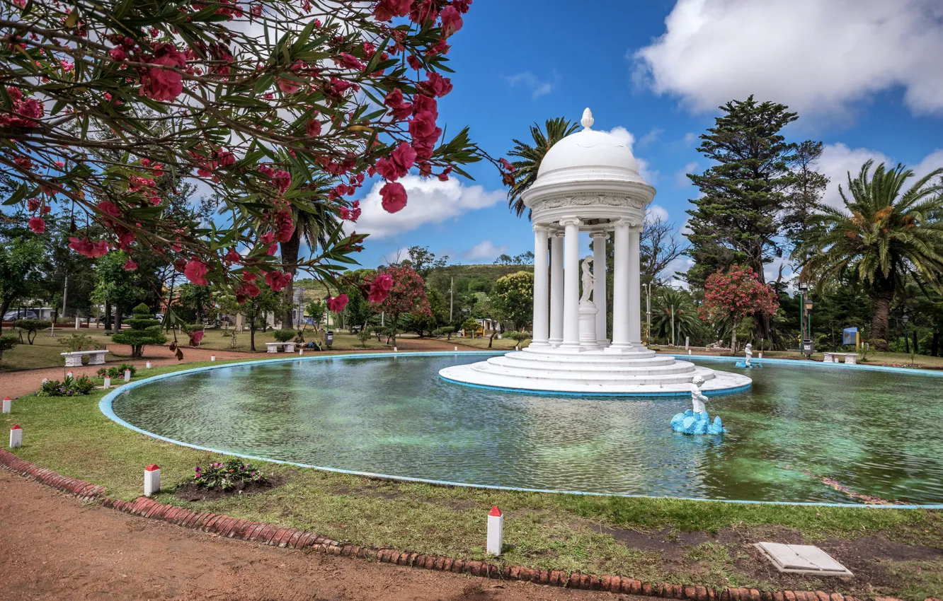 Photo wallpaper trees, Park, fountain, Uruguay, Uruguay, Fountain of Venus, Piriapolis, Fountain Of Venus