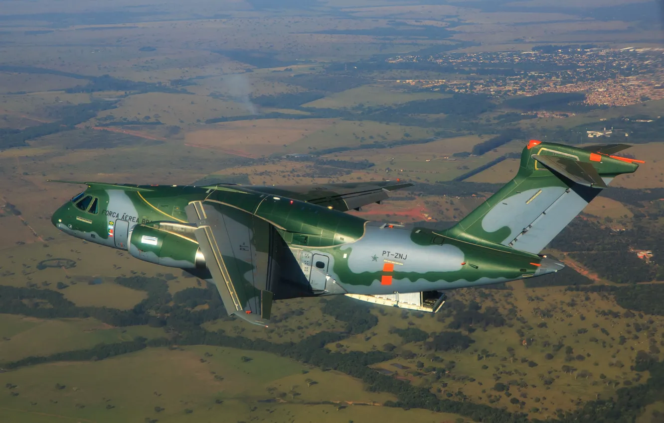 Photo wallpaper FAB, Embraer, KC-390, military aircraft, Force Air Brazilian, Brazilian Air Force