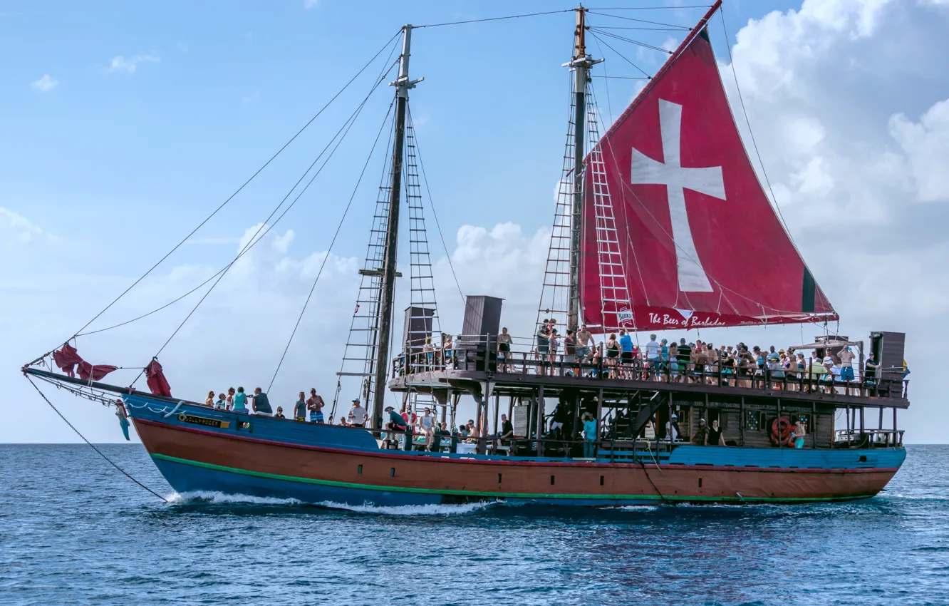 Photo wallpaper retro, stay, sailboat, walk, sea