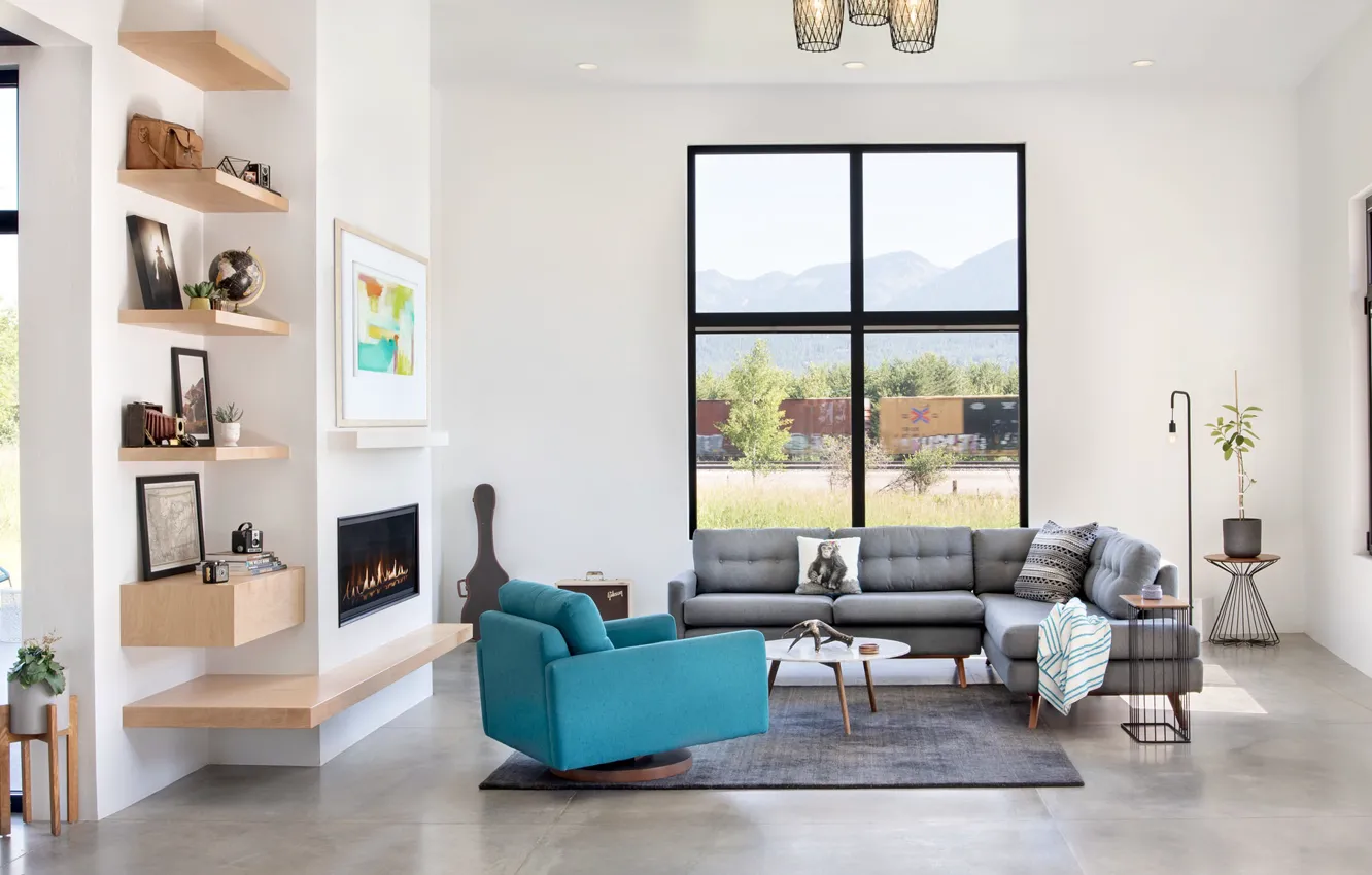 Photo wallpaper design, style, interior, fireplace, living room, Montana, Montana, by CTA Architects Engineers