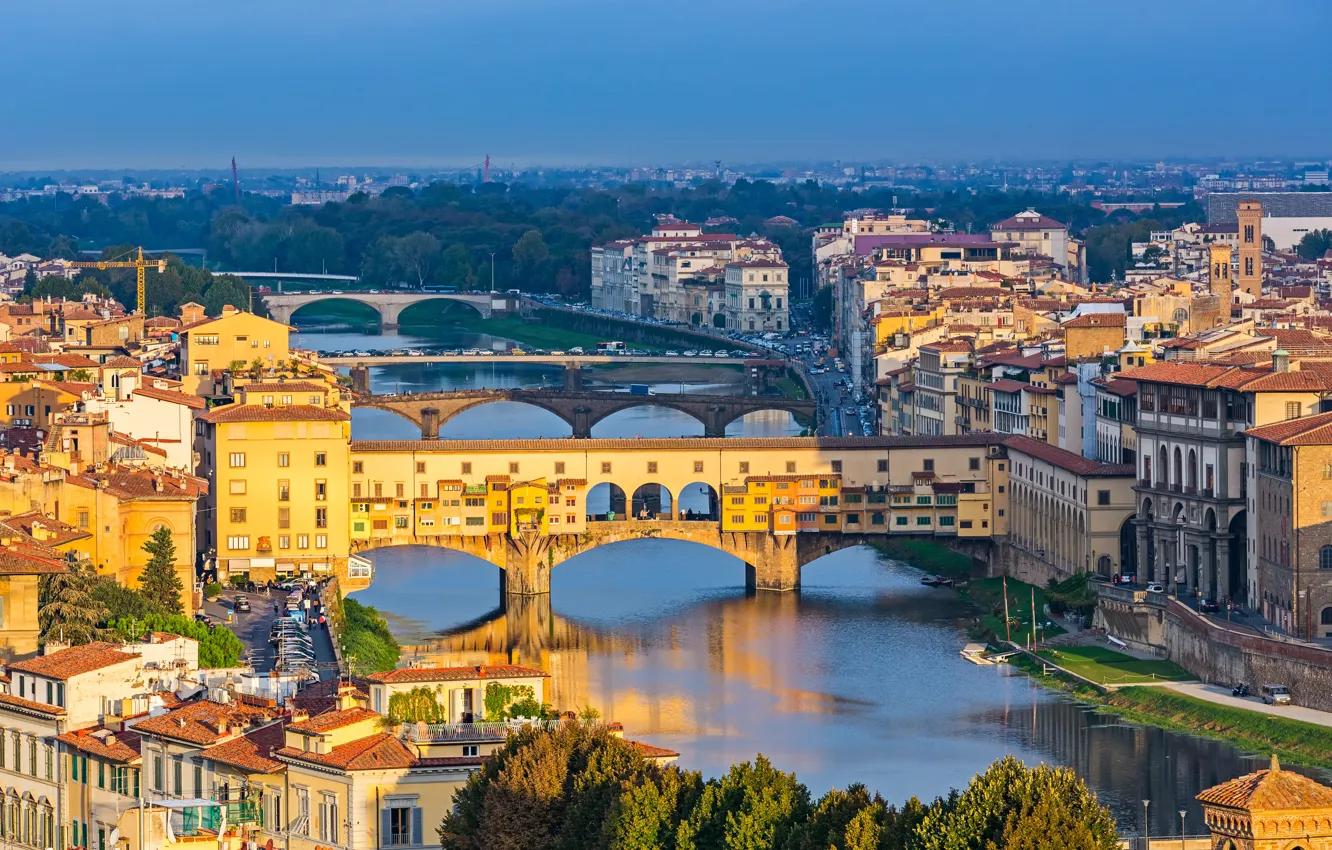 Photo wallpaper bridge, city, the city, Italy, Florence, Italy, bridge, panorama