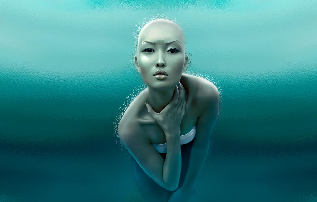 Photo wallpaper ice, look, girl, barcode, Asian