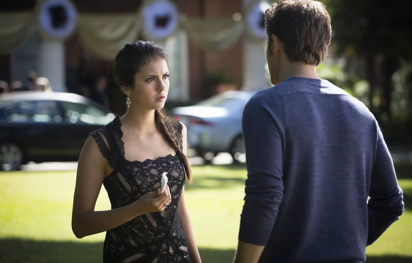 Photo wallpaper Nina Dobrev, Nina Dobrev, The Vampire Diaries, The vampire diaries, Paul Wesley, Paul Wesley, Elena …