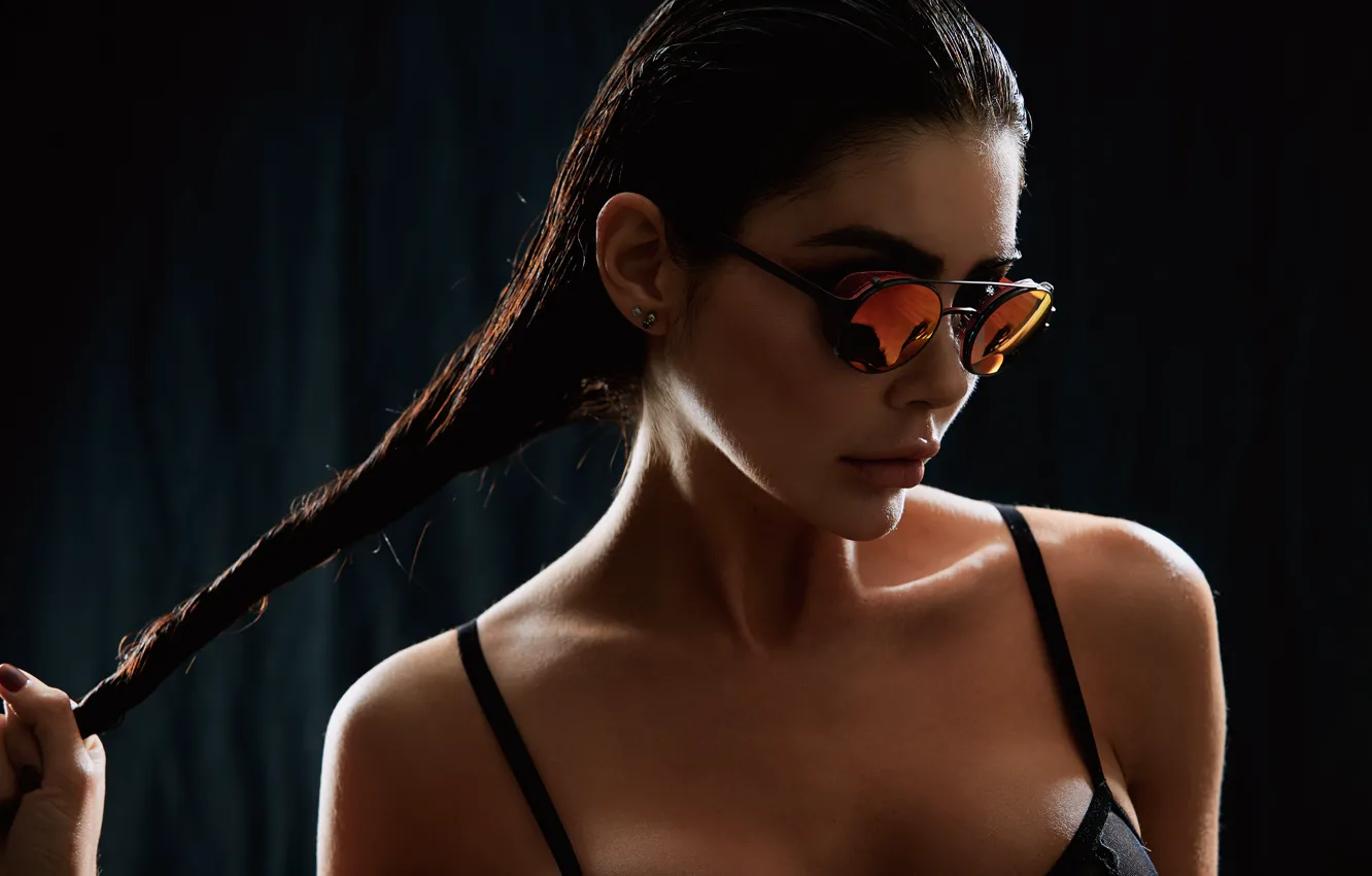 Photo wallpaper face, model, hair, glasses, melissa