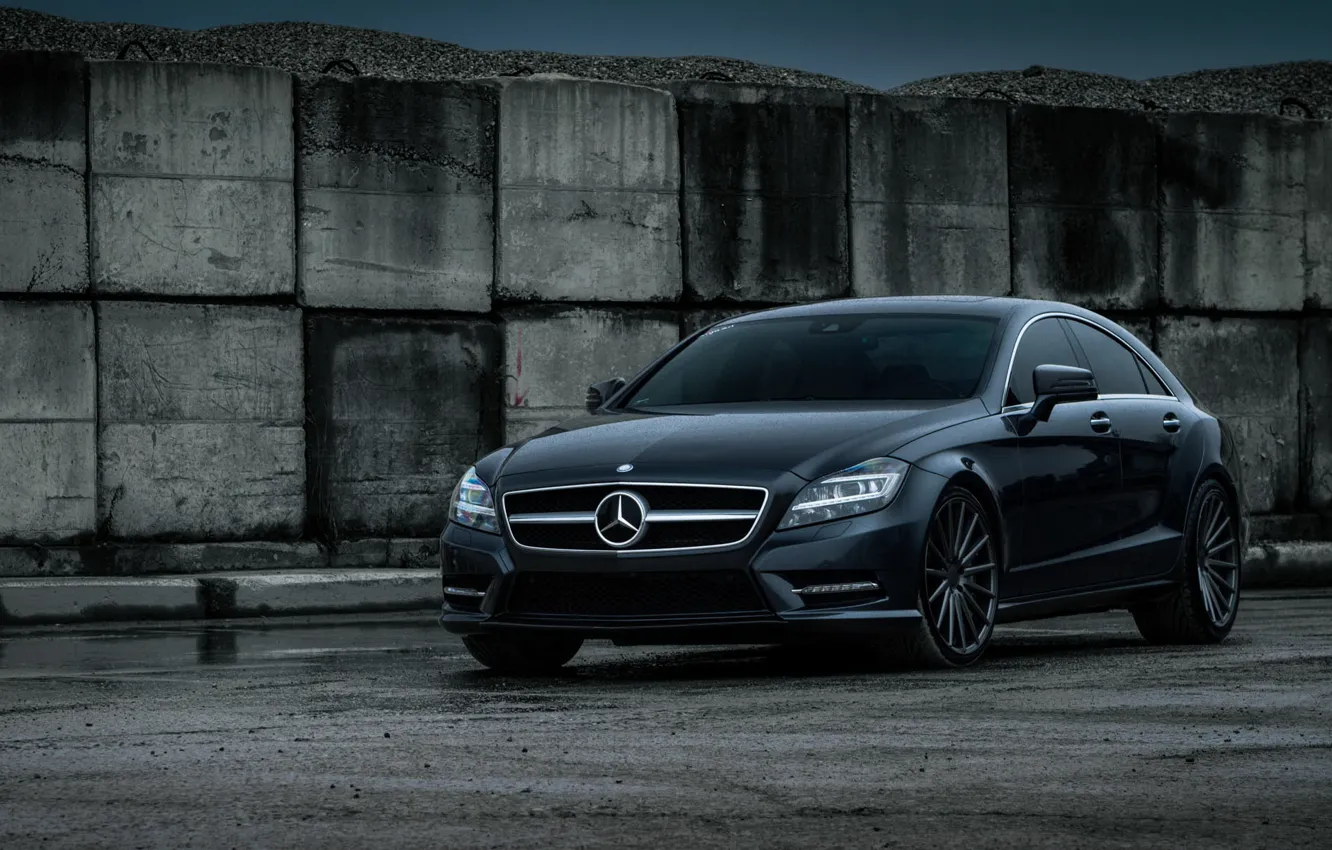 Photo wallpaper car, Mercedes-Benz, black, CLS550