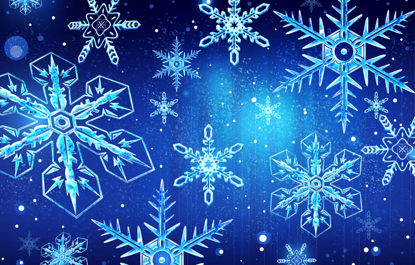 Photo wallpaper winter, blue, Snowflakes