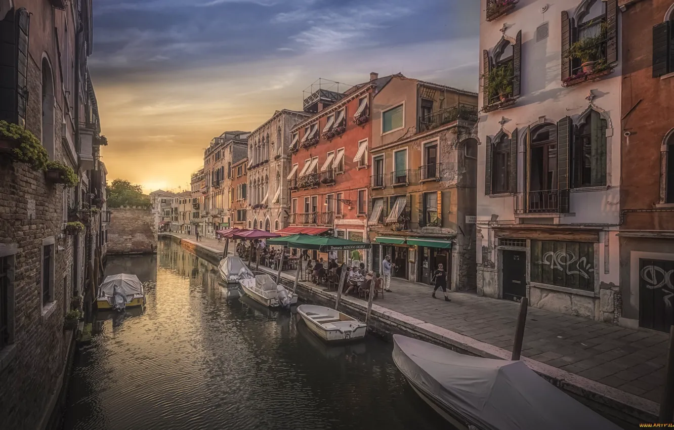 Photo wallpaper the city, boats, channel, Venice (Italy)