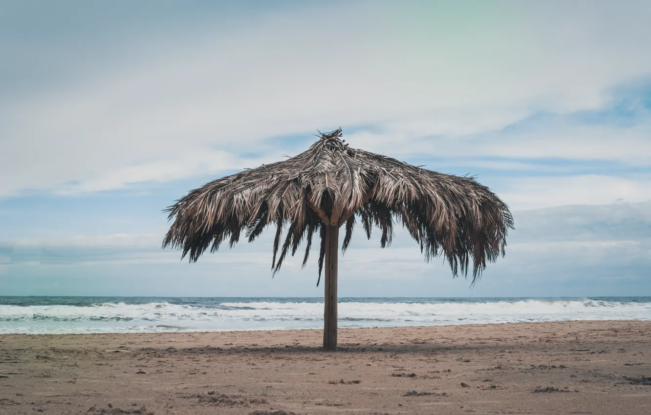 Photo wallpaper sand, sea, wave, beach, summer, the sky, palm trees, shore