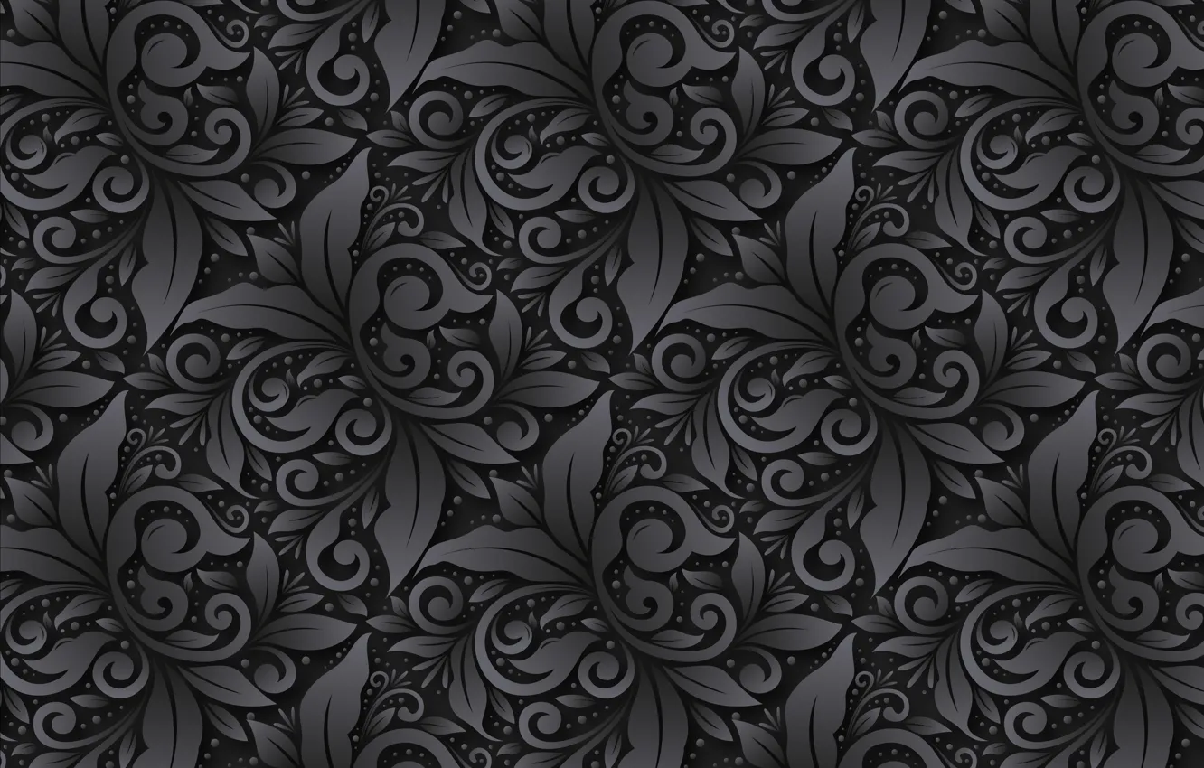 Photo wallpaper flowers, background, pattern, black, ornament