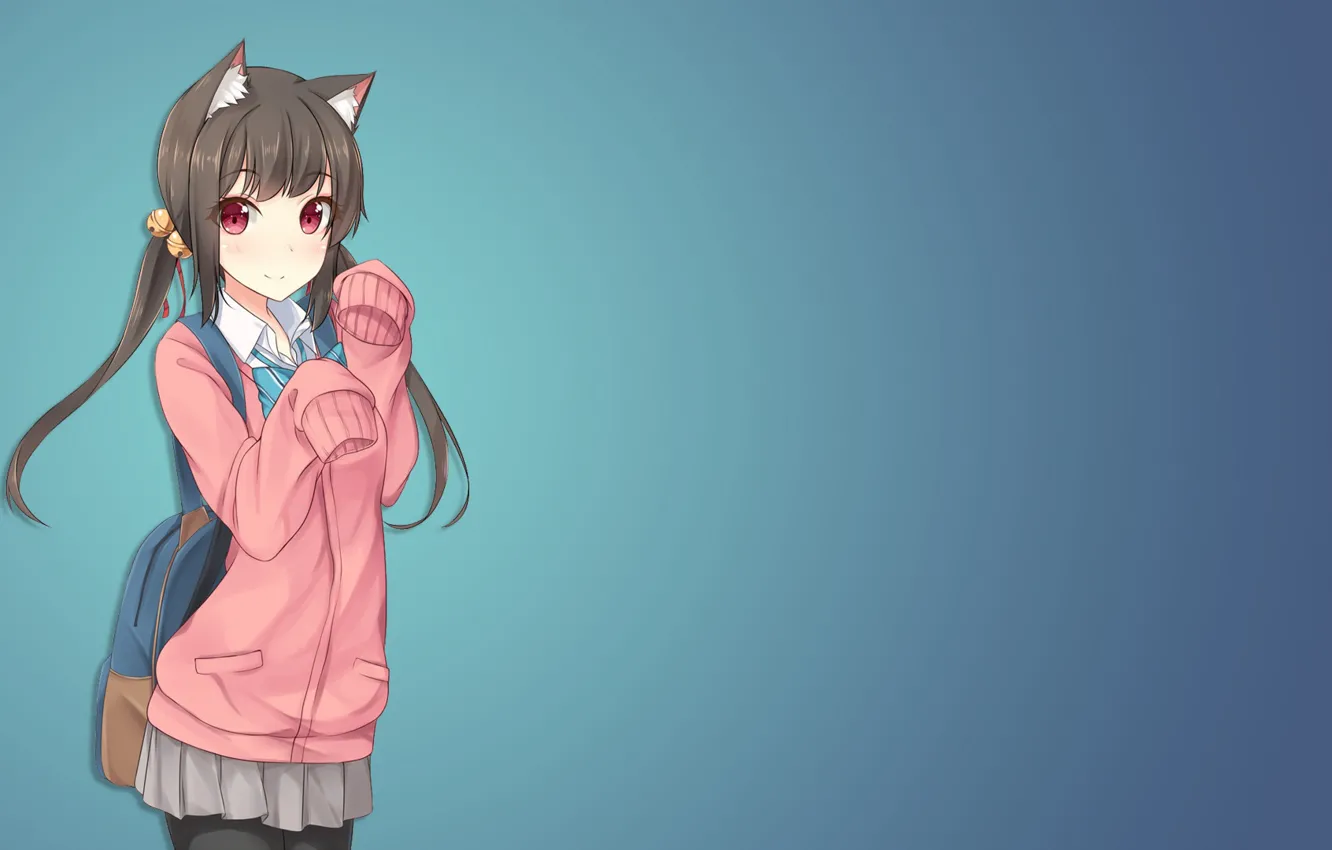 Photo wallpaper background, girl, neko, sweater, kitty, tunic