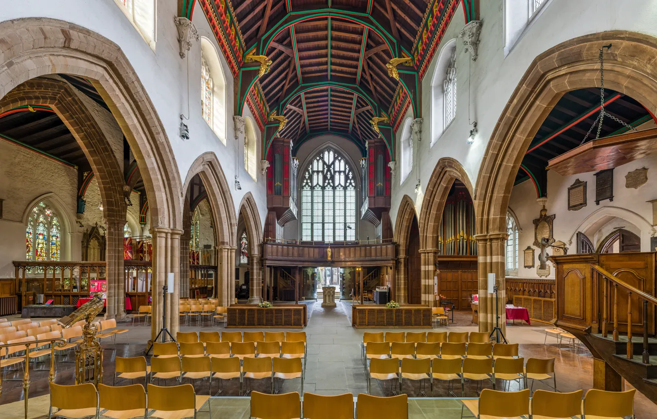 Photo wallpaper interior, UK, Leicestershire, Diliff, Leicester Cathedral Nave