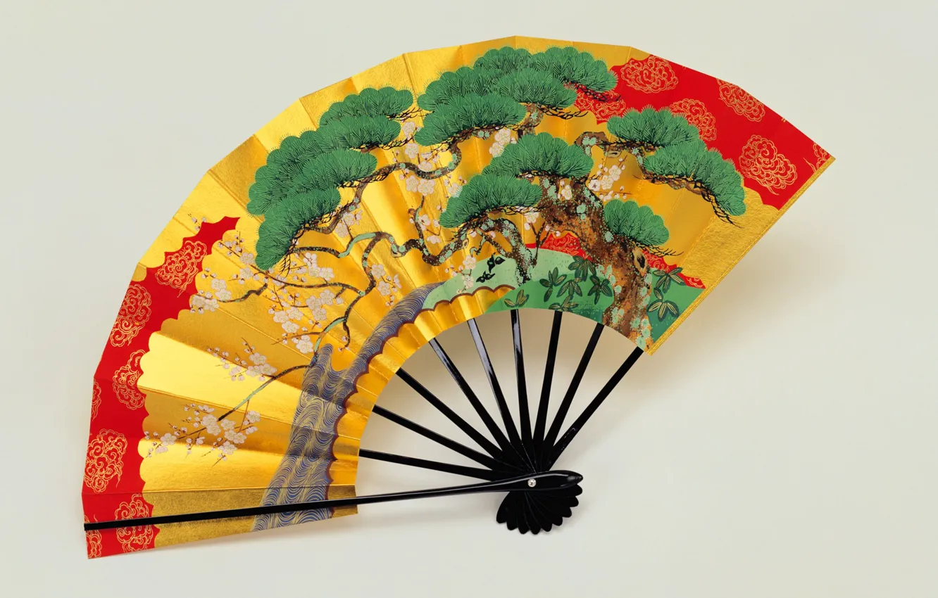 Photo wallpaper Japan, Japan, light background, decorative and applied art, paper fan, hand painted, folding fan, paper …
