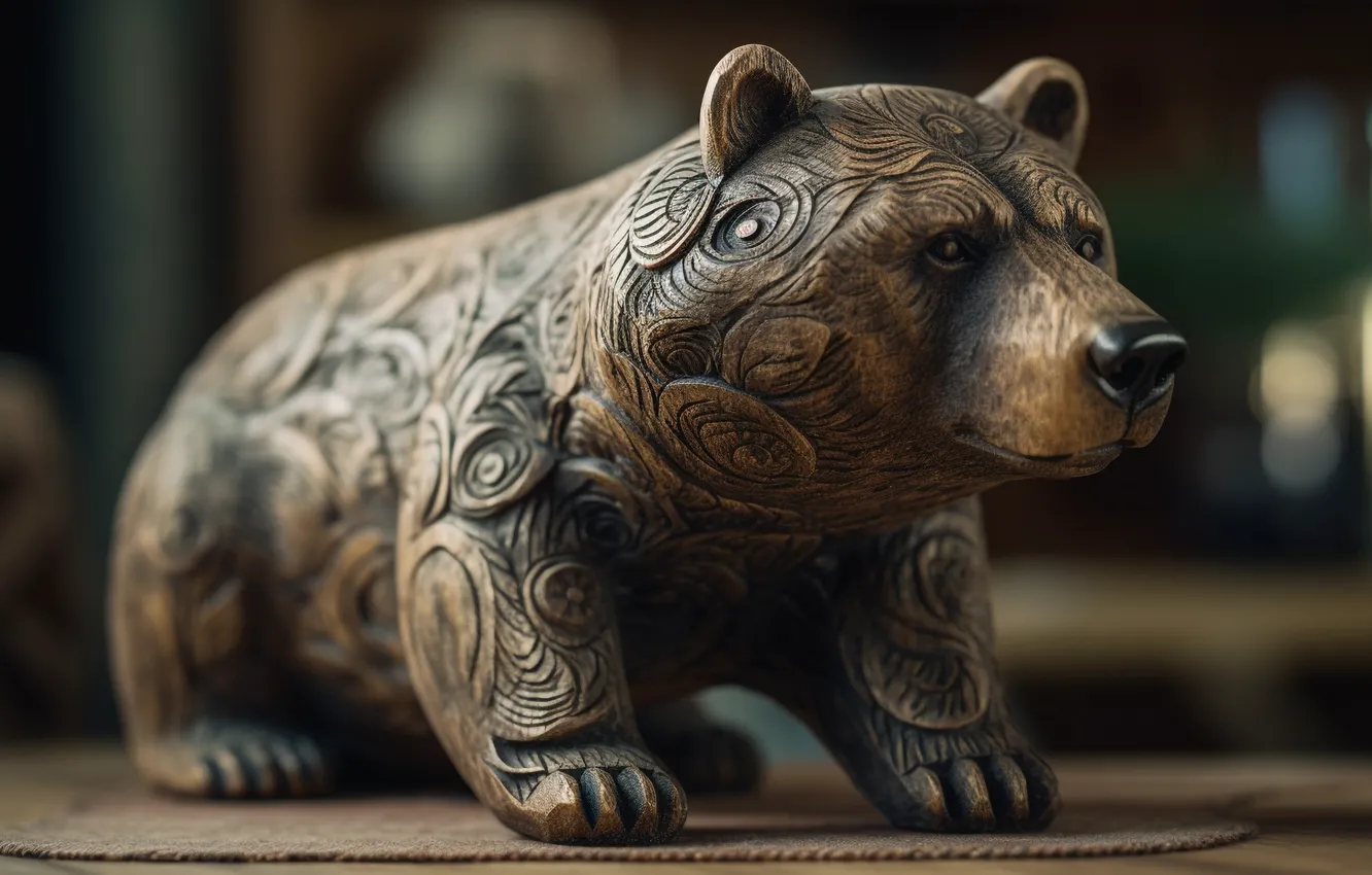 Photo wallpaper bear, figurine, figures, souvenir, digital art, A work of art, AI art, The Art of …