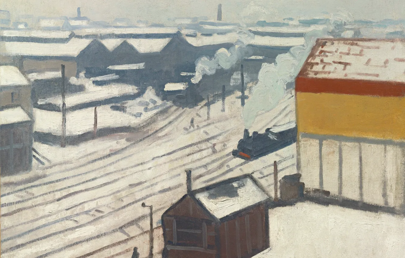 Photo wallpaper picture, Albert Marquet, Albert Marquet, Montparnasse train Station under the Snow