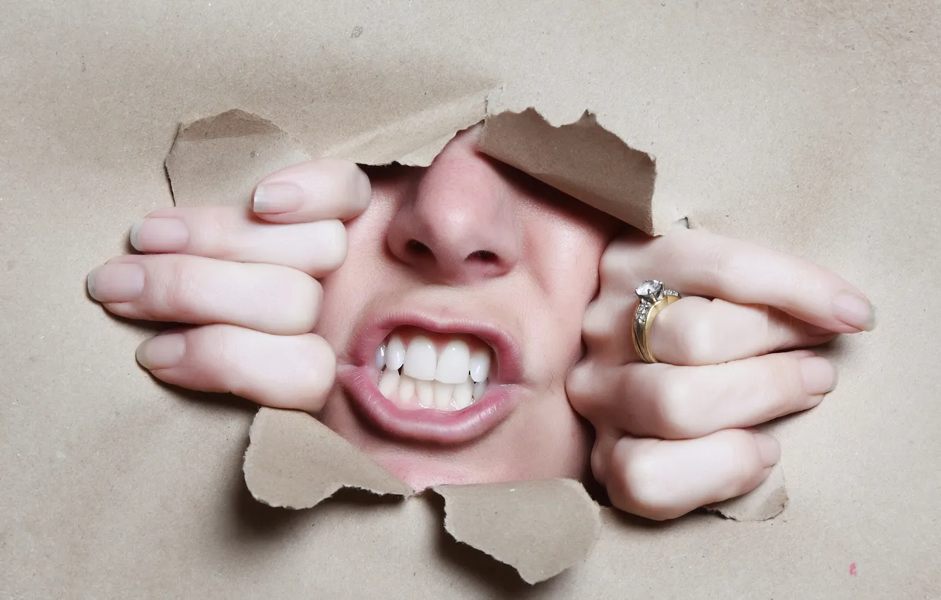 Photo wallpaper girl, paper, anger