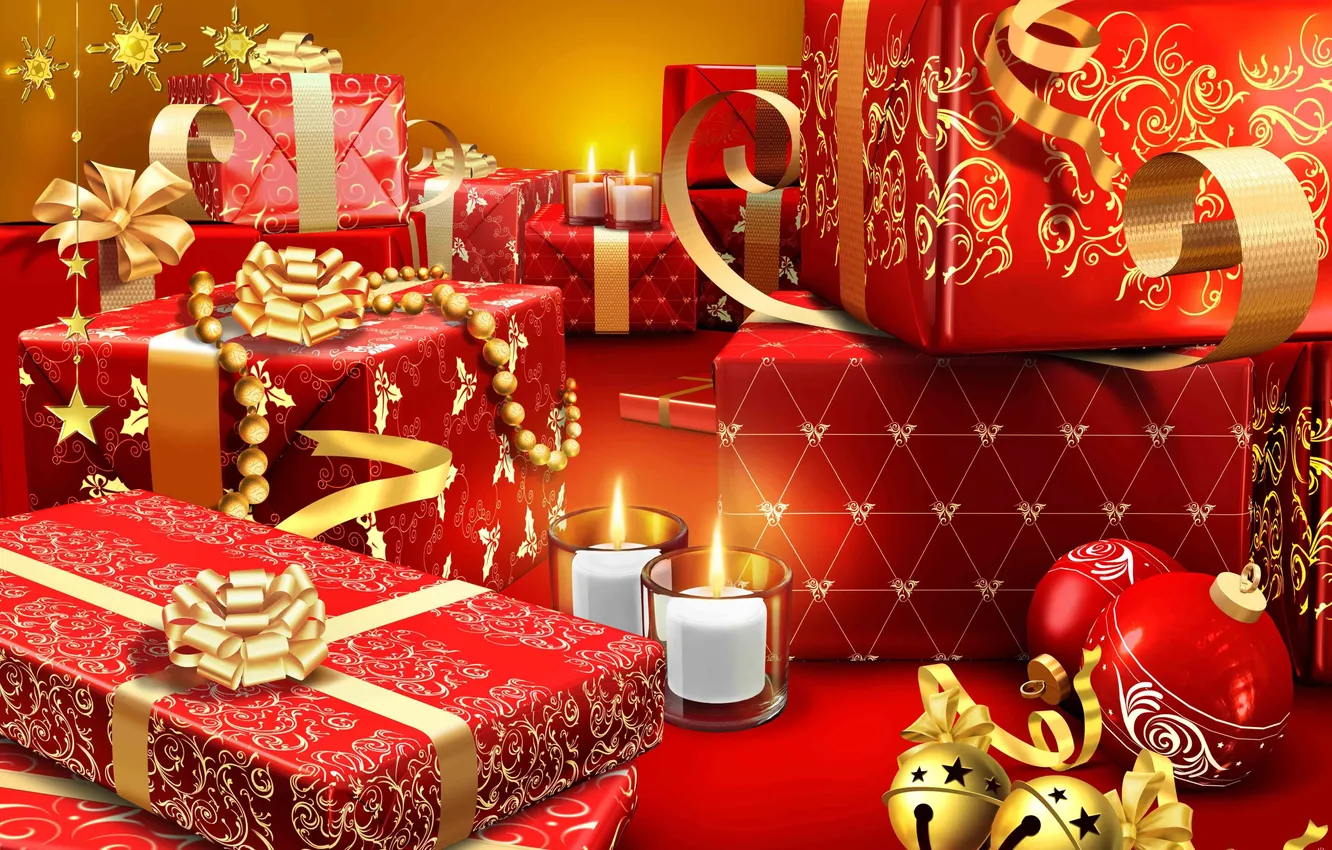 Photo wallpaper gift, new year, candles