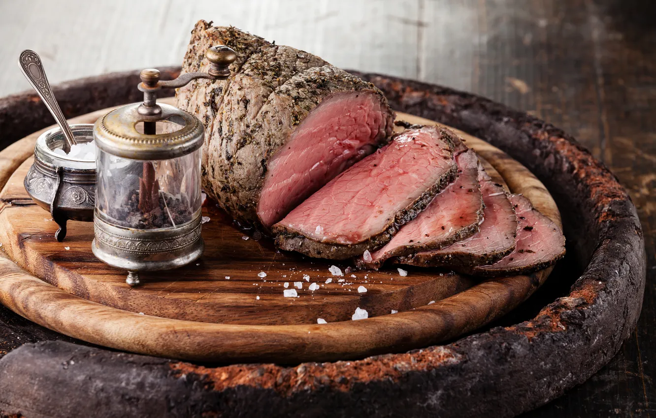 Photo wallpaper meat, spices, salt