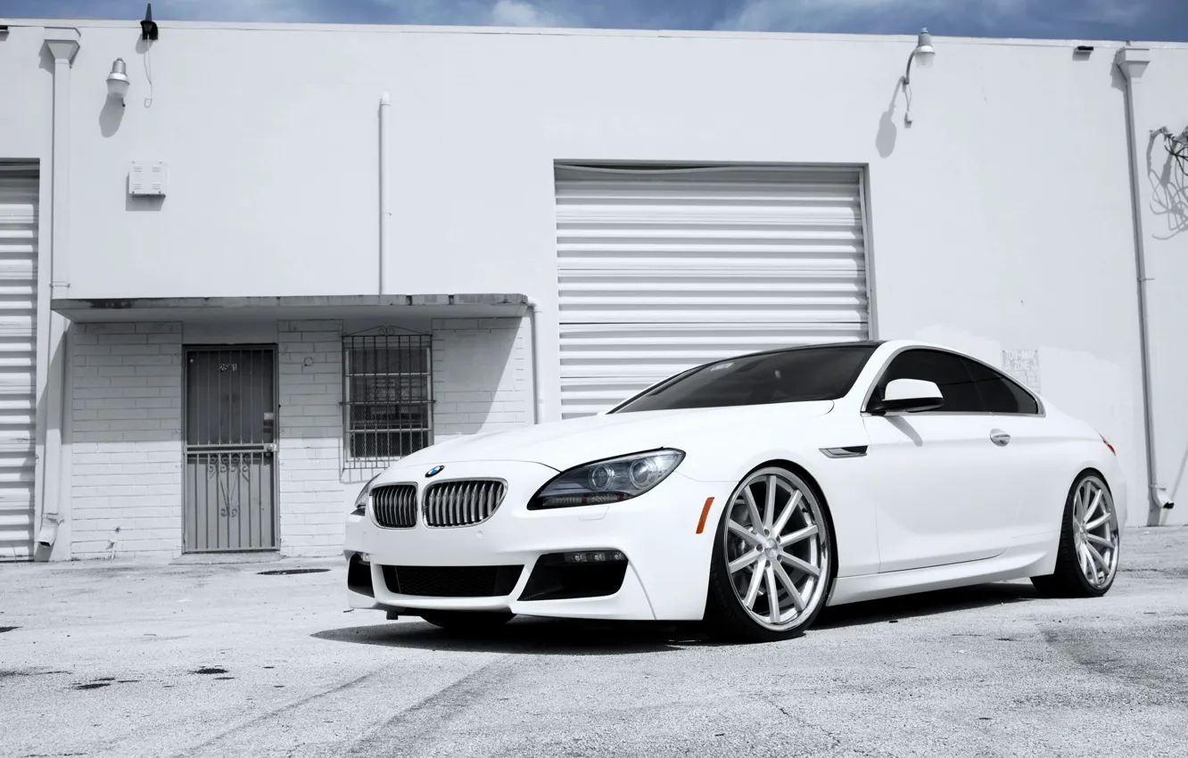 Photo wallpaper Auto, White, BMW, Machine, Boomer, Lights, 6 Series, The front