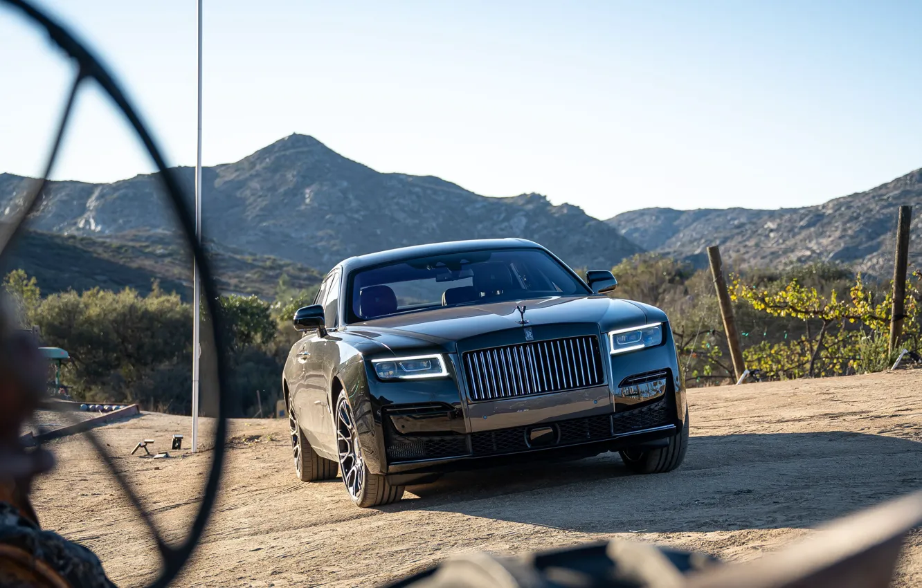 Photo wallpaper Rolls-Royce, light, Ghost, black, face, Rolls-Royce Ghost, Black Badge, 2022