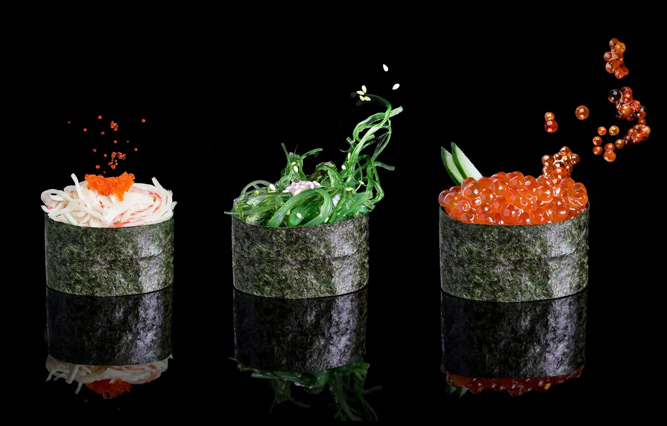 Photo wallpaper caviar, sesame, nori, gunkan, Chuka