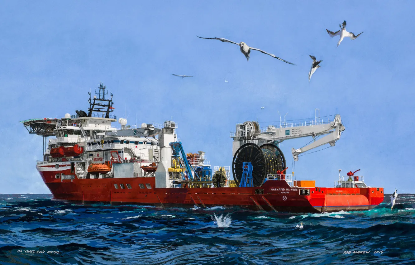 Photo wallpaper sea, the sky, birds, The ship, used by divers, Marshall Islands, Harkand Da Vinci