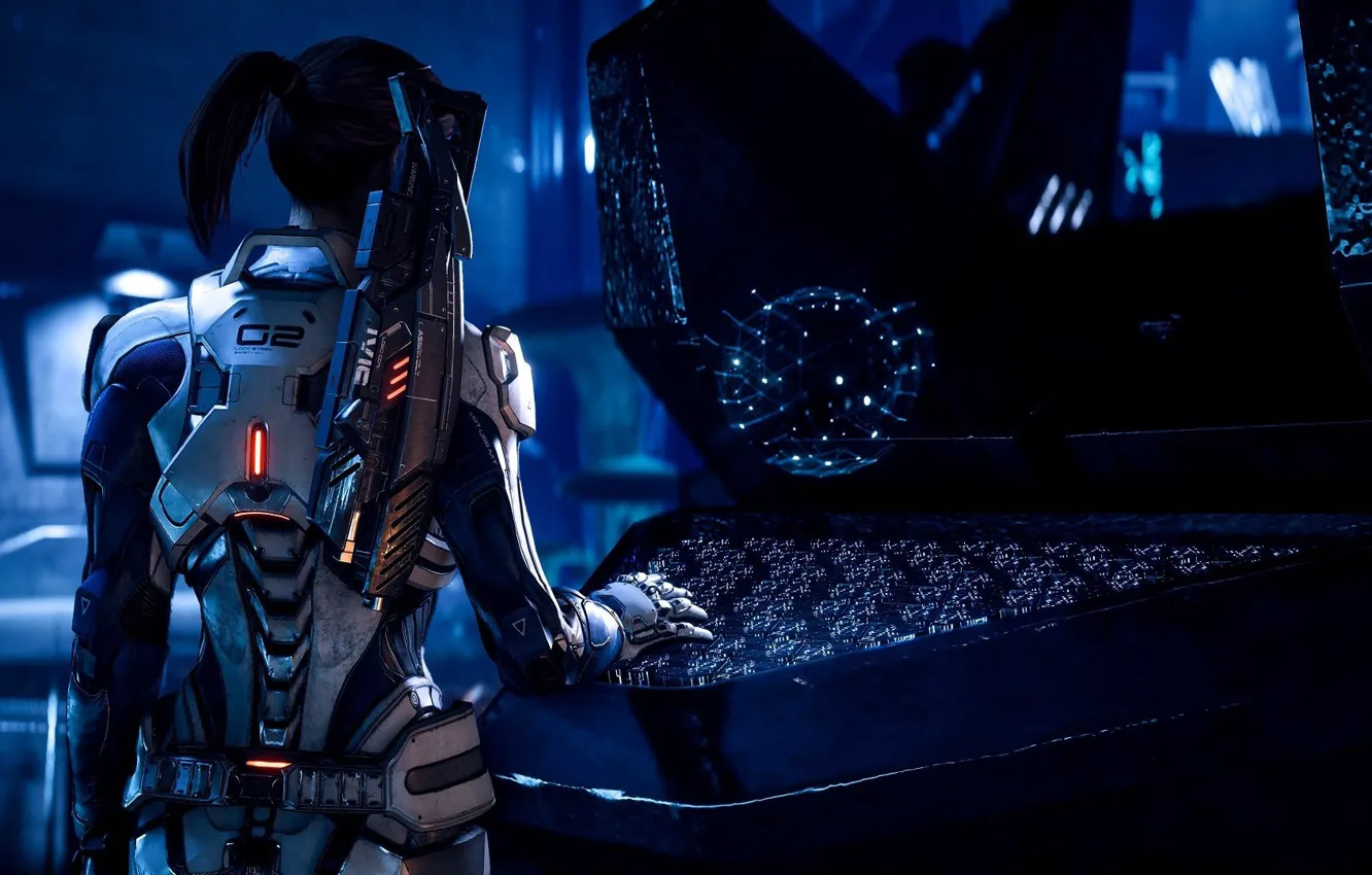 Photo wallpaper gun, game, weapon, woman, Mass Effect, suit, Mass Effect Andromeda, Mass Effect: Andromeda