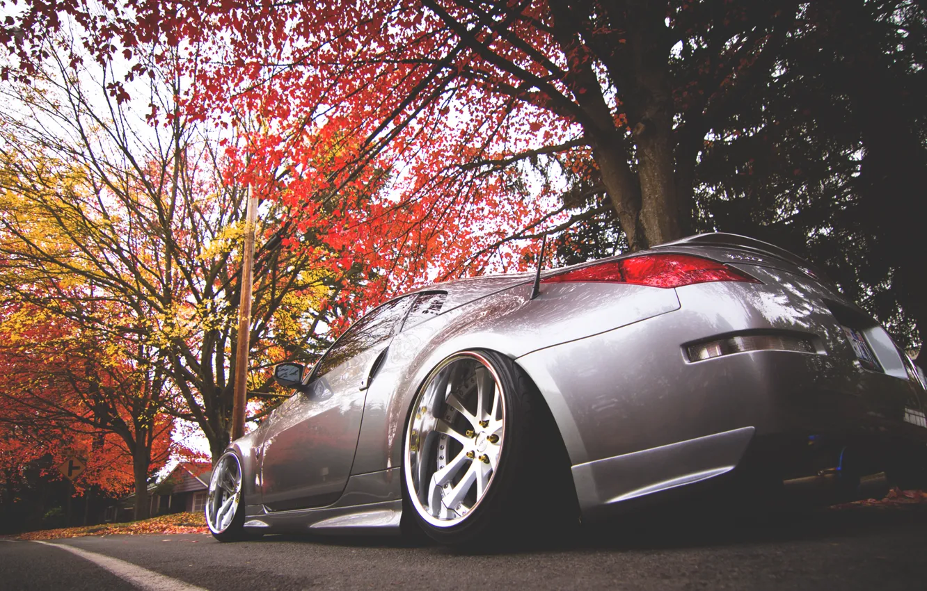 Photo wallpaper autumn, nissan, 350z, Nissan