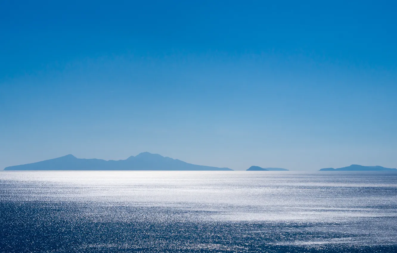 Photo wallpaper sky, sea, blue, island, horizon, kos, glisten
