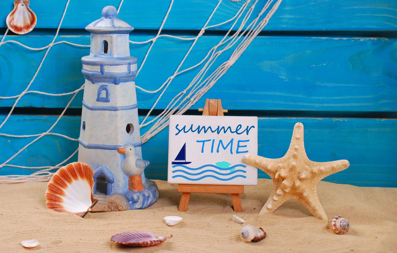 Photo wallpaper sand, beach, summer, stay, lighthouse, shell, summer, beach