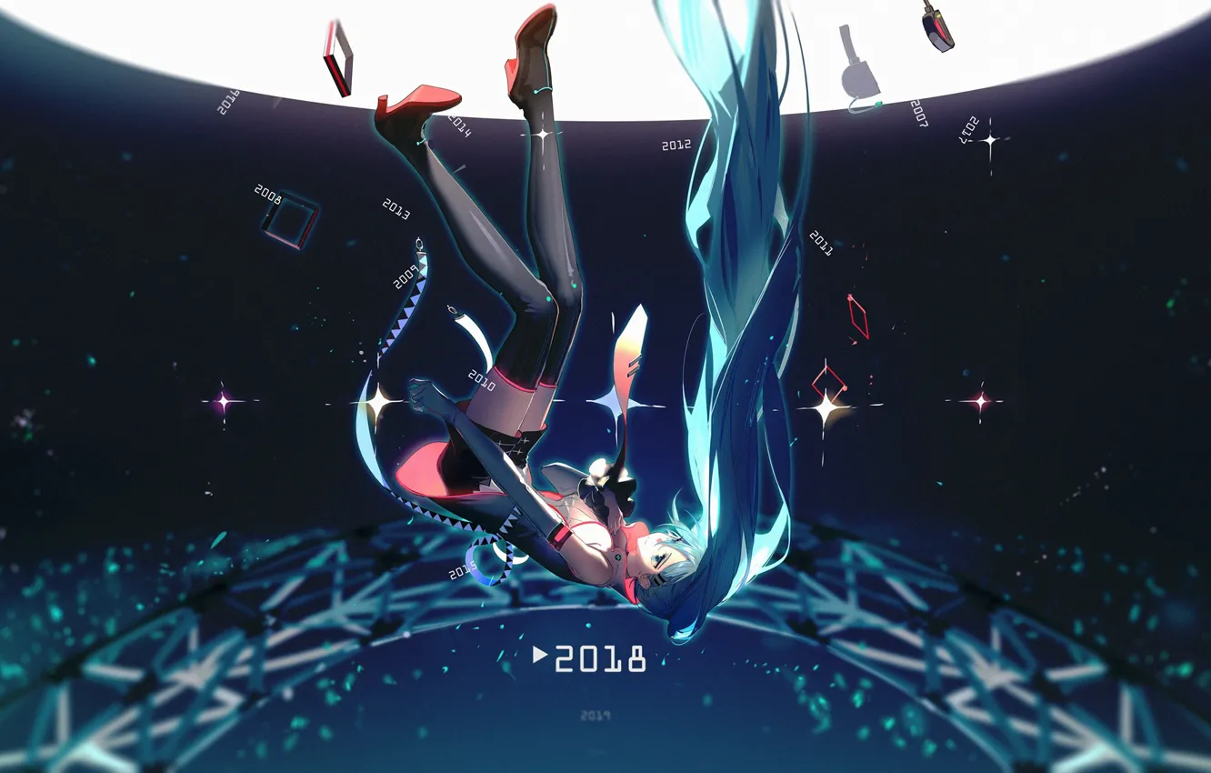 Photo wallpaper vocaloid, Hatsune Miku, falls, Vocaloid, hatsune miku, girl