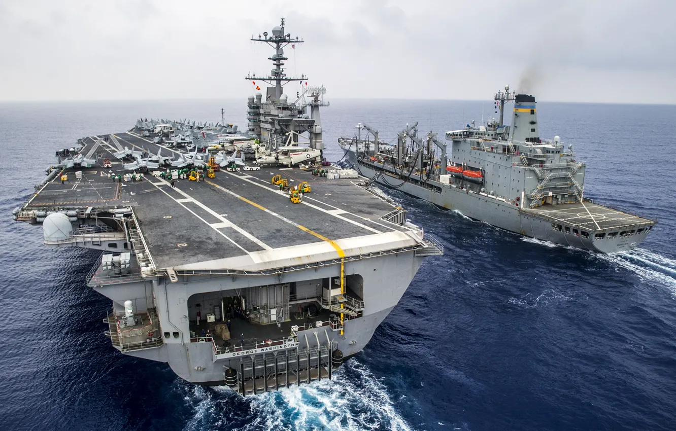 Photo wallpaper sea, weapons, ships, aircraft carrier USS George Washington (CVN 73)
