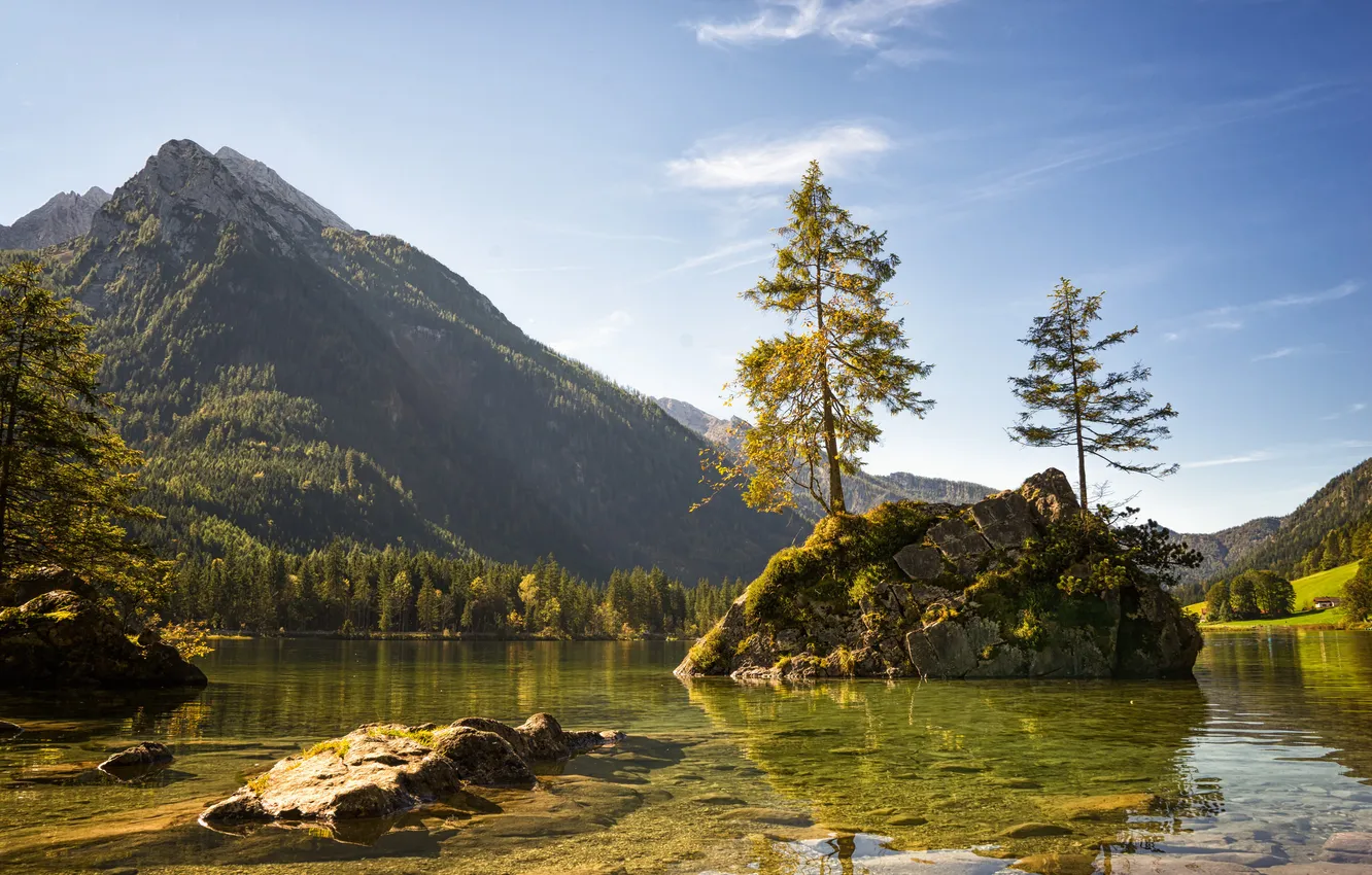 Photo wallpaper landscape, mountains, nature, lake