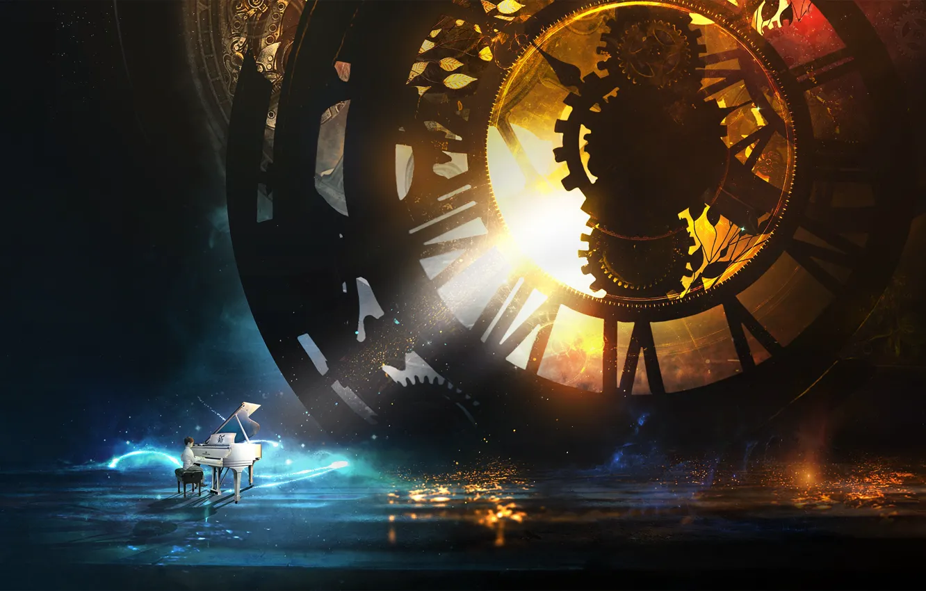 Photo wallpaper fiction, watch, boy, piano, by t1na