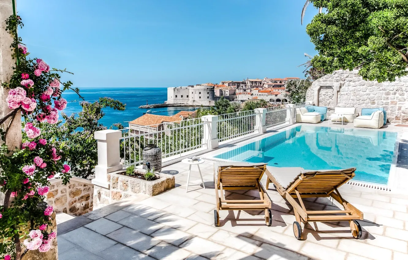 Photo wallpaper Croatia, terrace, luxury Villa Beba, Villa, Dubrovnik, Dubrovnik, pool