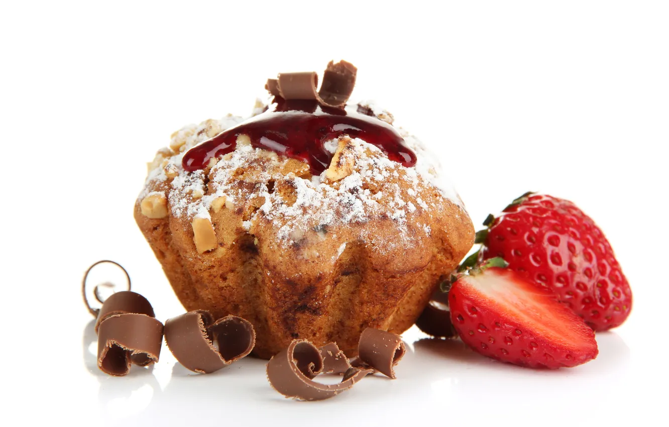 Photo wallpaper chocolate, strawberry, cake, dessert, cakes, chocolate, cupcake, dessert