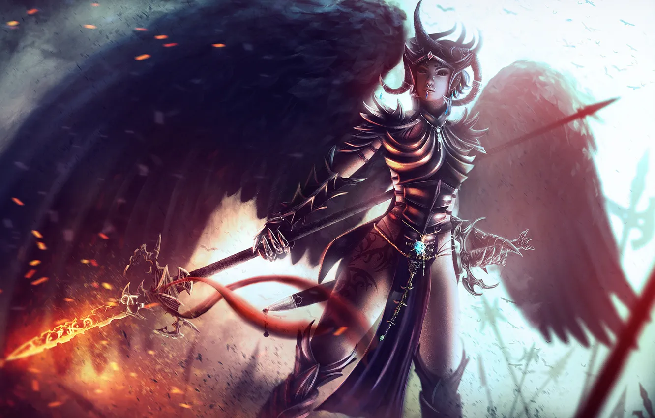 Photo wallpaper girl, wings, fan art, Dungeons and Dragons