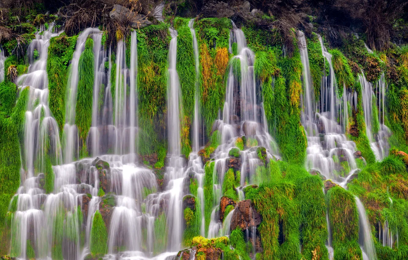 Photo wallpaper landscape, nature, waterfall, spring, Idaho, Thousand Springs State Park, Hagerman Valley
