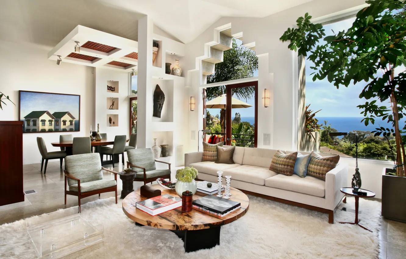 Photo wallpaper design, table, sofa, furniture, picture, window, mansion, design
