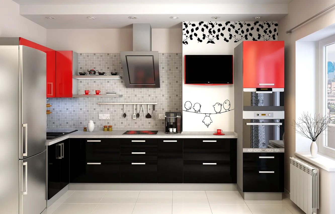 Photo wallpaper design, interior, Kitchen, the room, layout