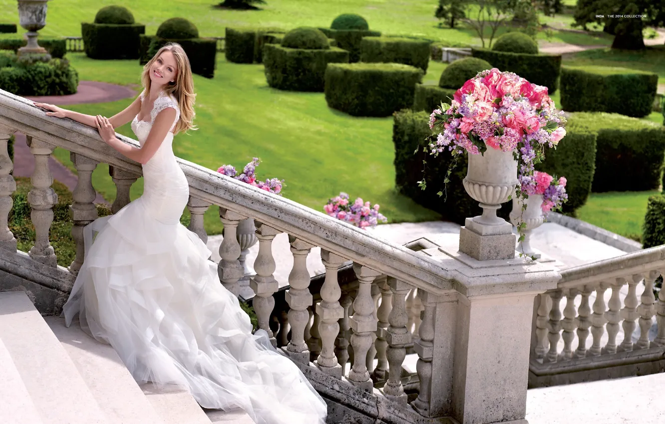 Photo wallpaper smile, holiday, model, dress, the bride, wedding, Lindsay Ellingson