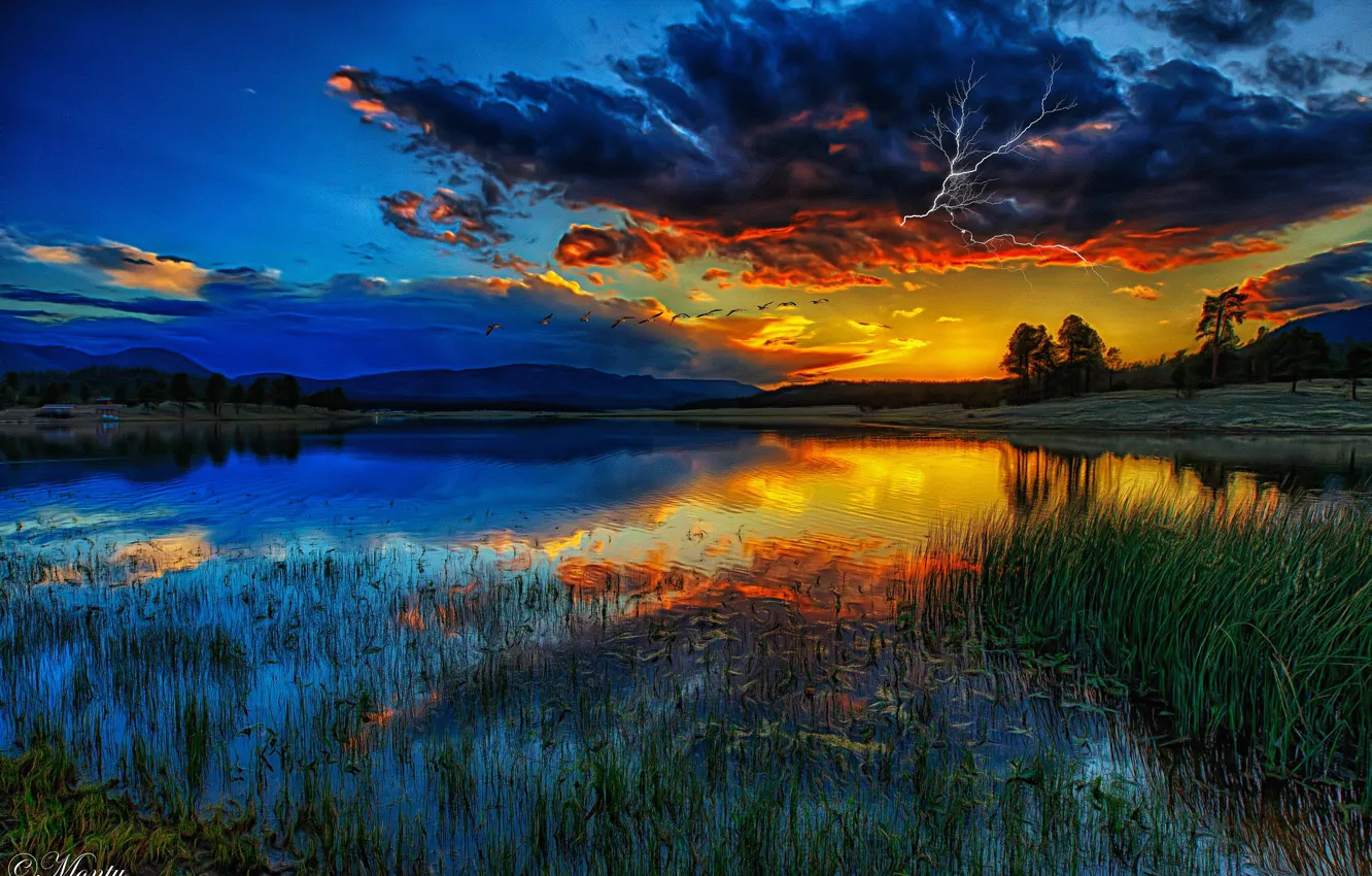 Photo wallpaper landscape, painting, Arizona, Don Williams, Luna Lake